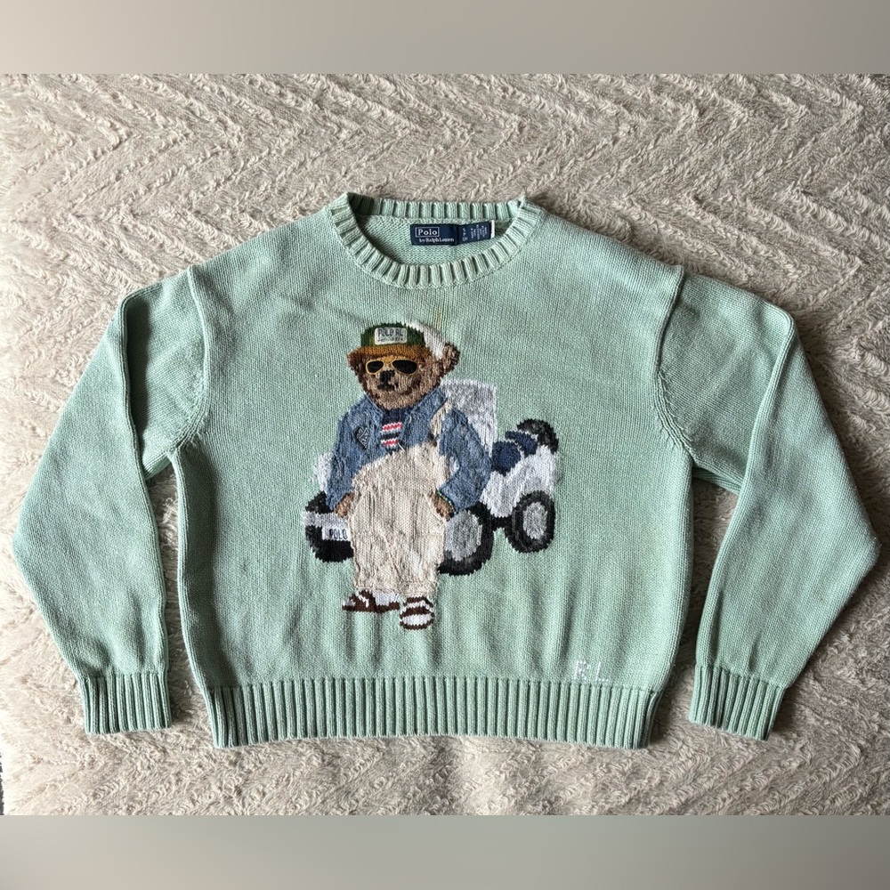 Polo Ralph Lauren Mint Green Bear Sweater Jumper S